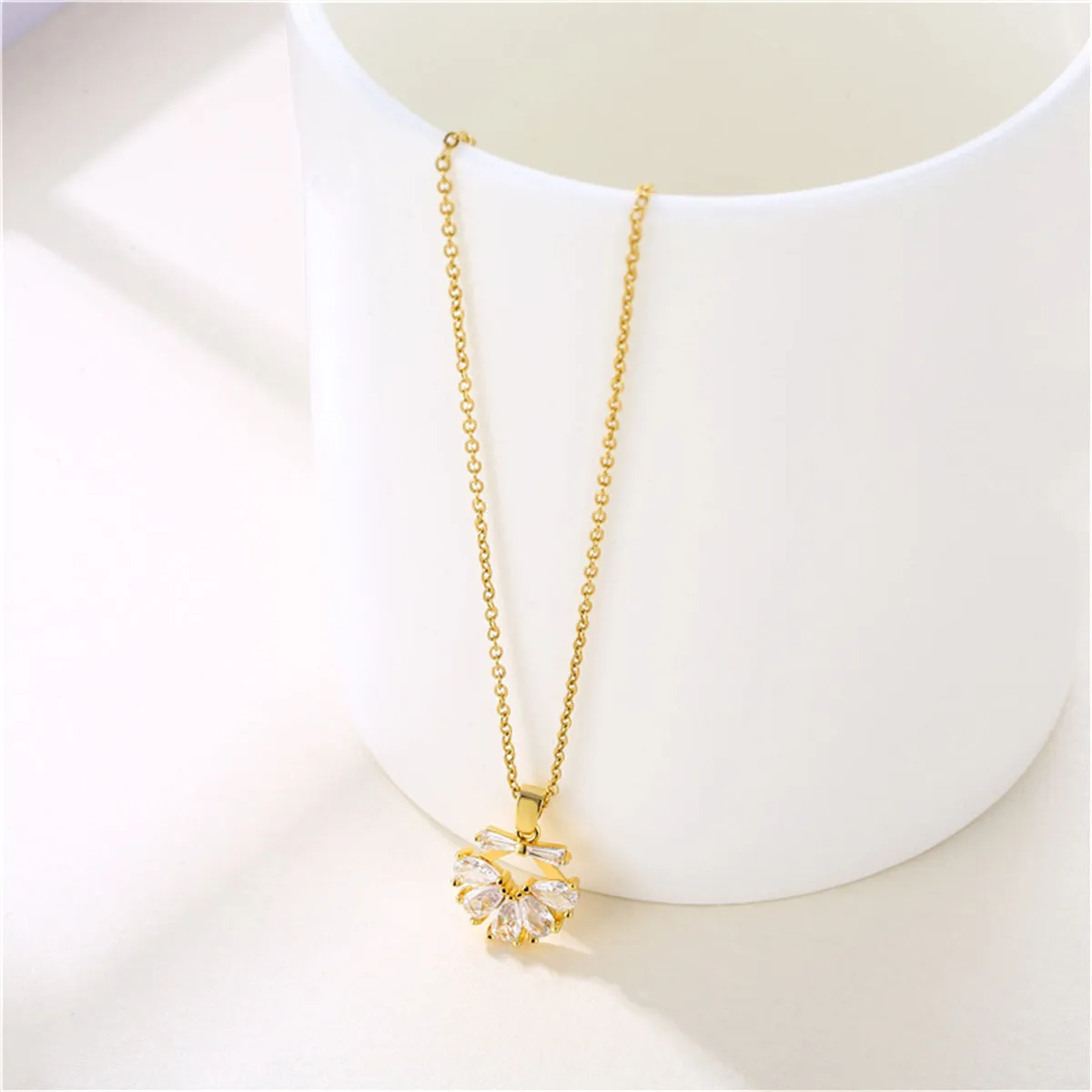 Crystal & 18K Gold-Plated Bow Pendant Necklace