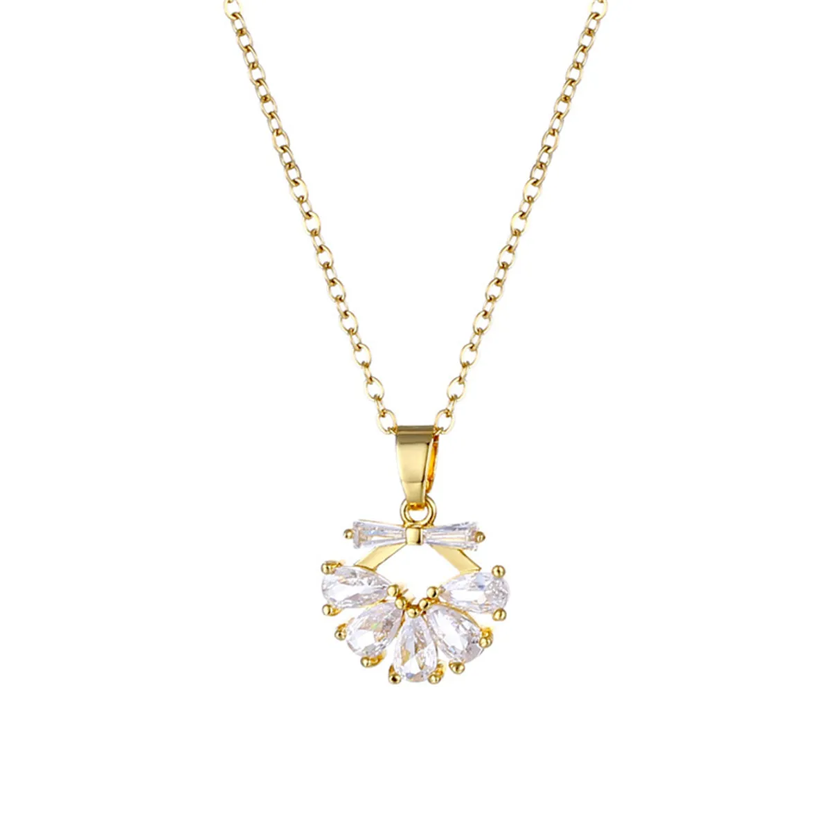 Crystal & 18K Gold-Plated Bow Pendant Necklace
