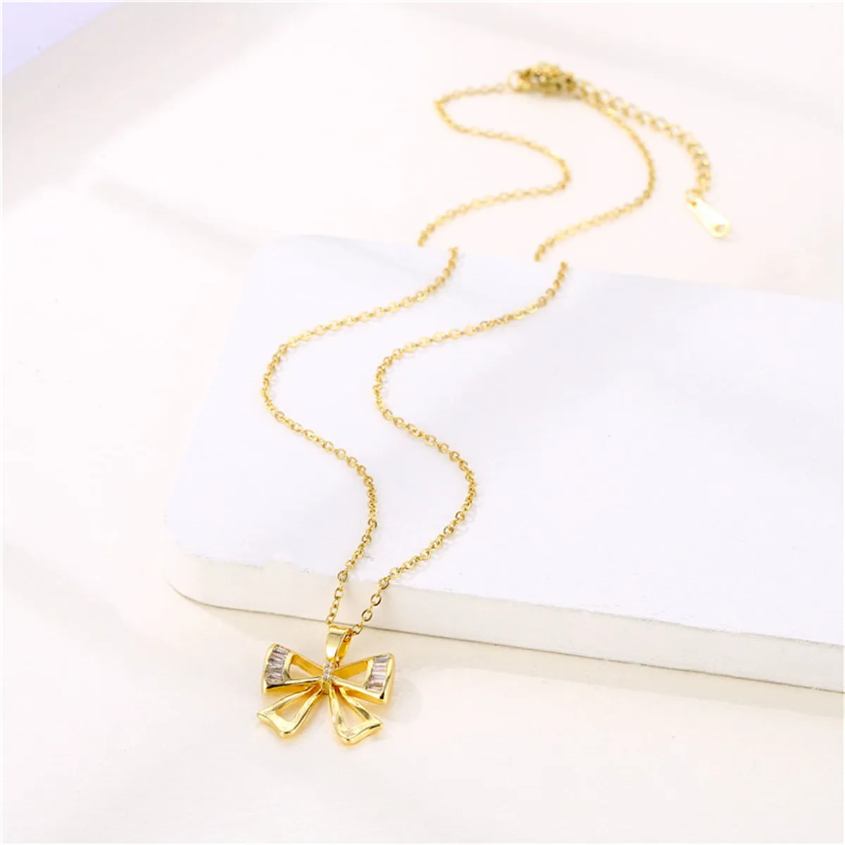 Crystal & Cubic Zirconia 18K Gold-Plated Bow Pendant Necklace
