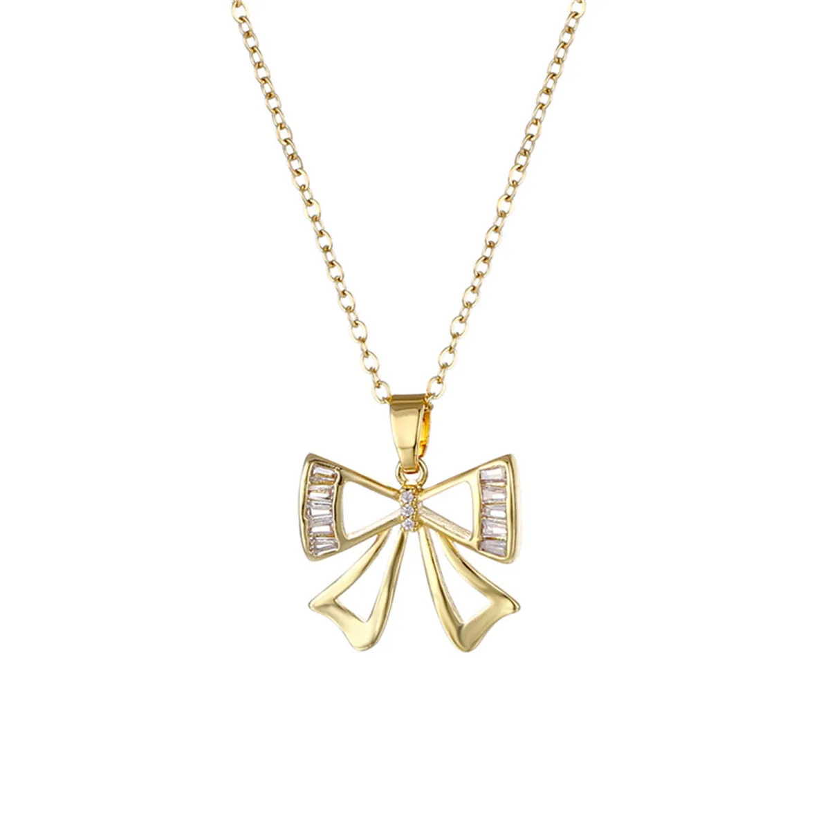 Crystal & Cubic Zirconia 18K Gold-Plated Bow Pendant Necklace