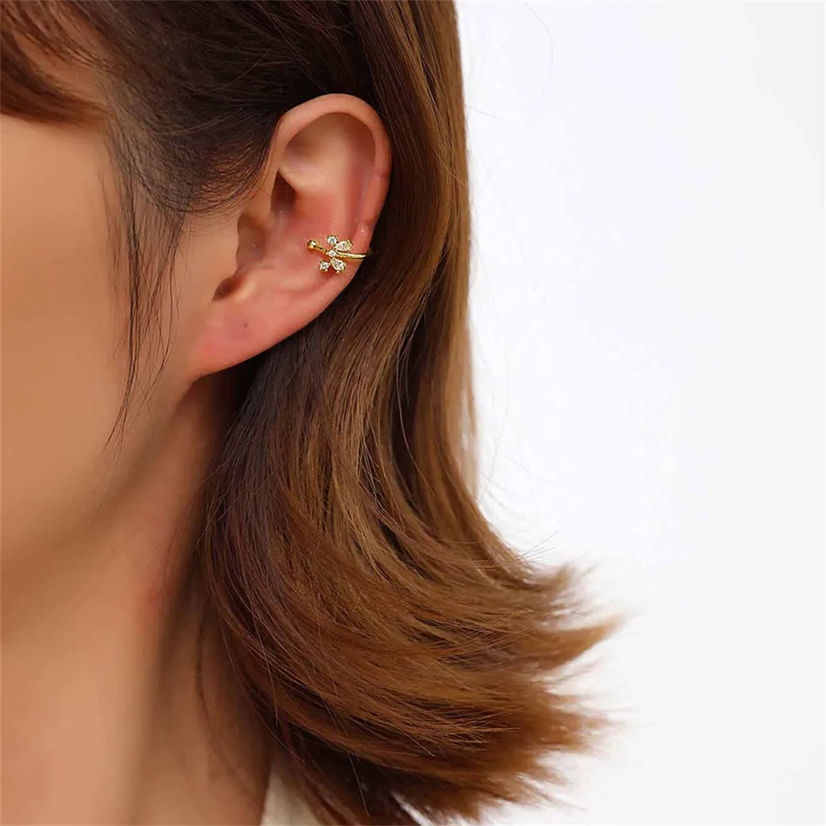 Crystal & Cubic Zirconia Bow Ear Cuffs