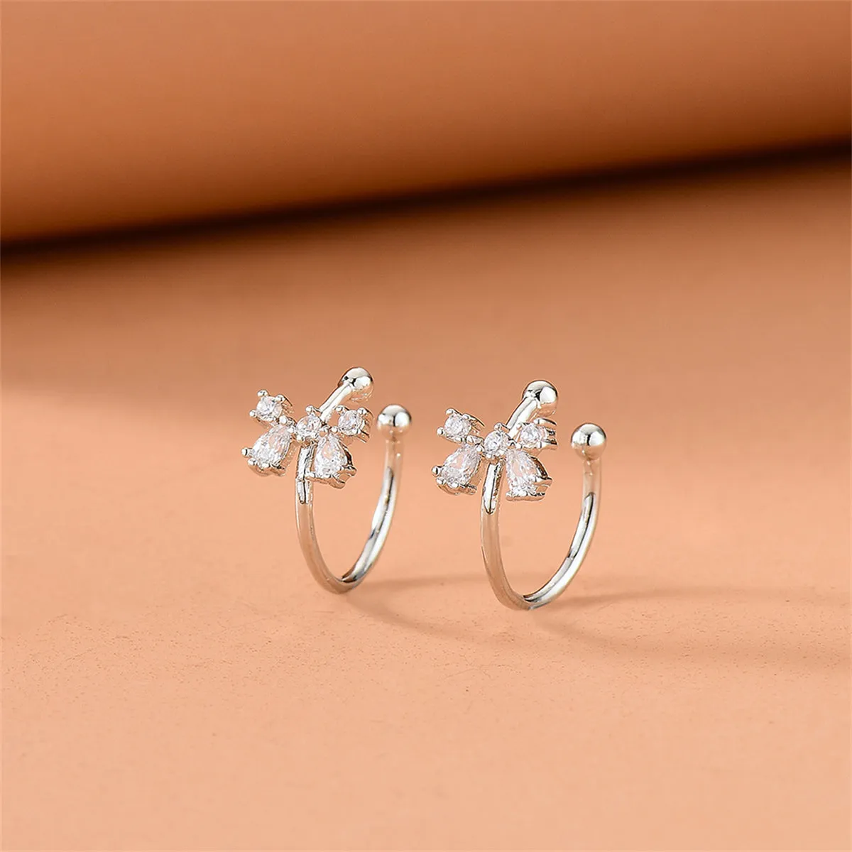 Crystal & Cubic Zirconia Bow Ear Cuffs