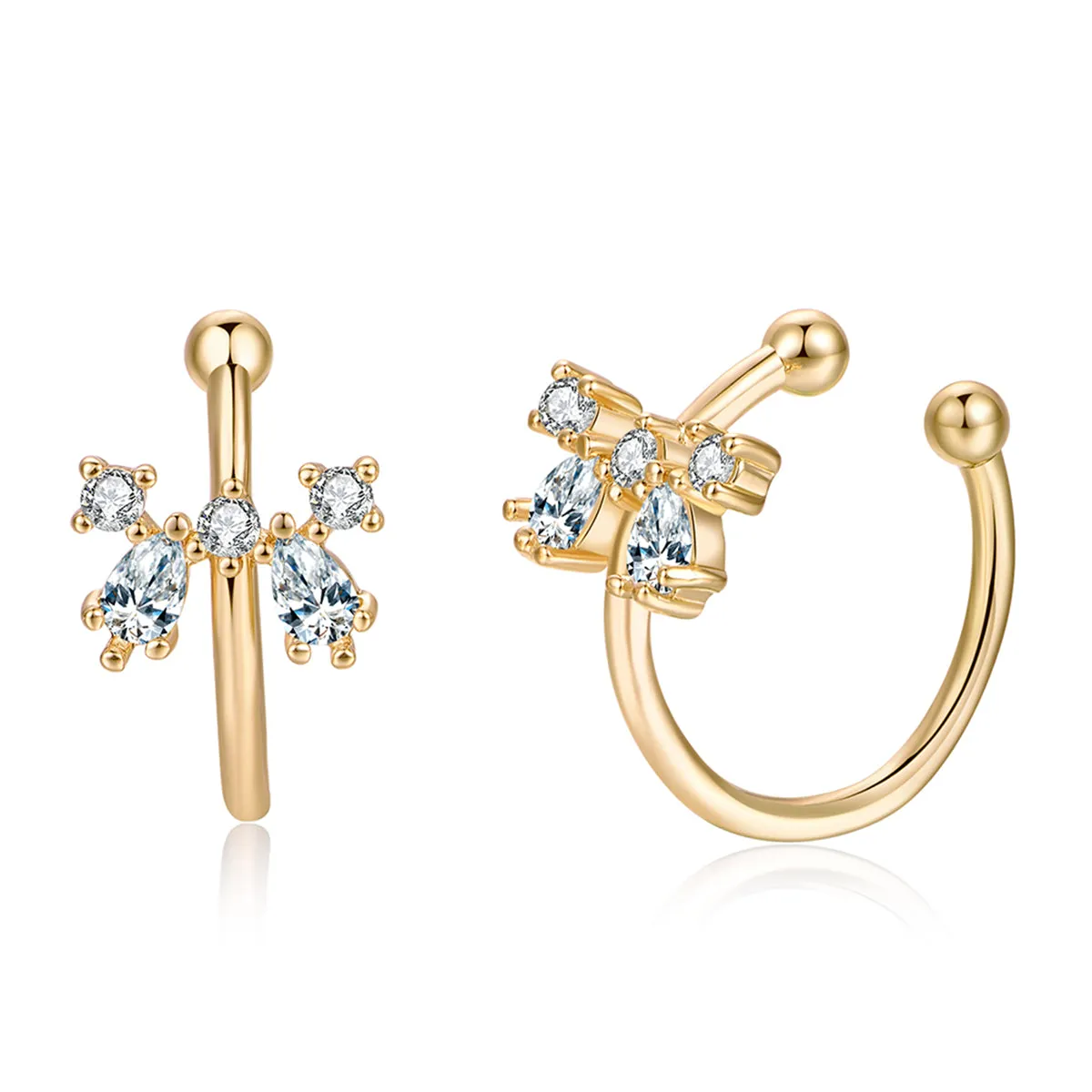 Crystal & Cubic Zirconia Bow Ear Cuffs