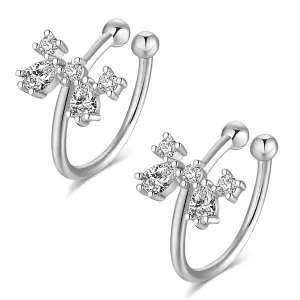 Crystal & Cubic Zirconia Bow Ear Cuffs