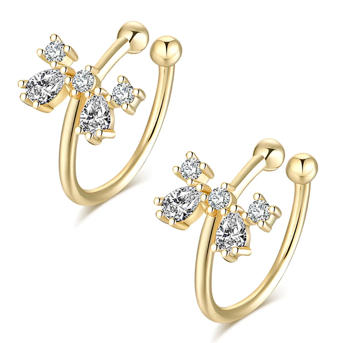 Crystal & Cubic Zirconia Bow Ear Cuffs