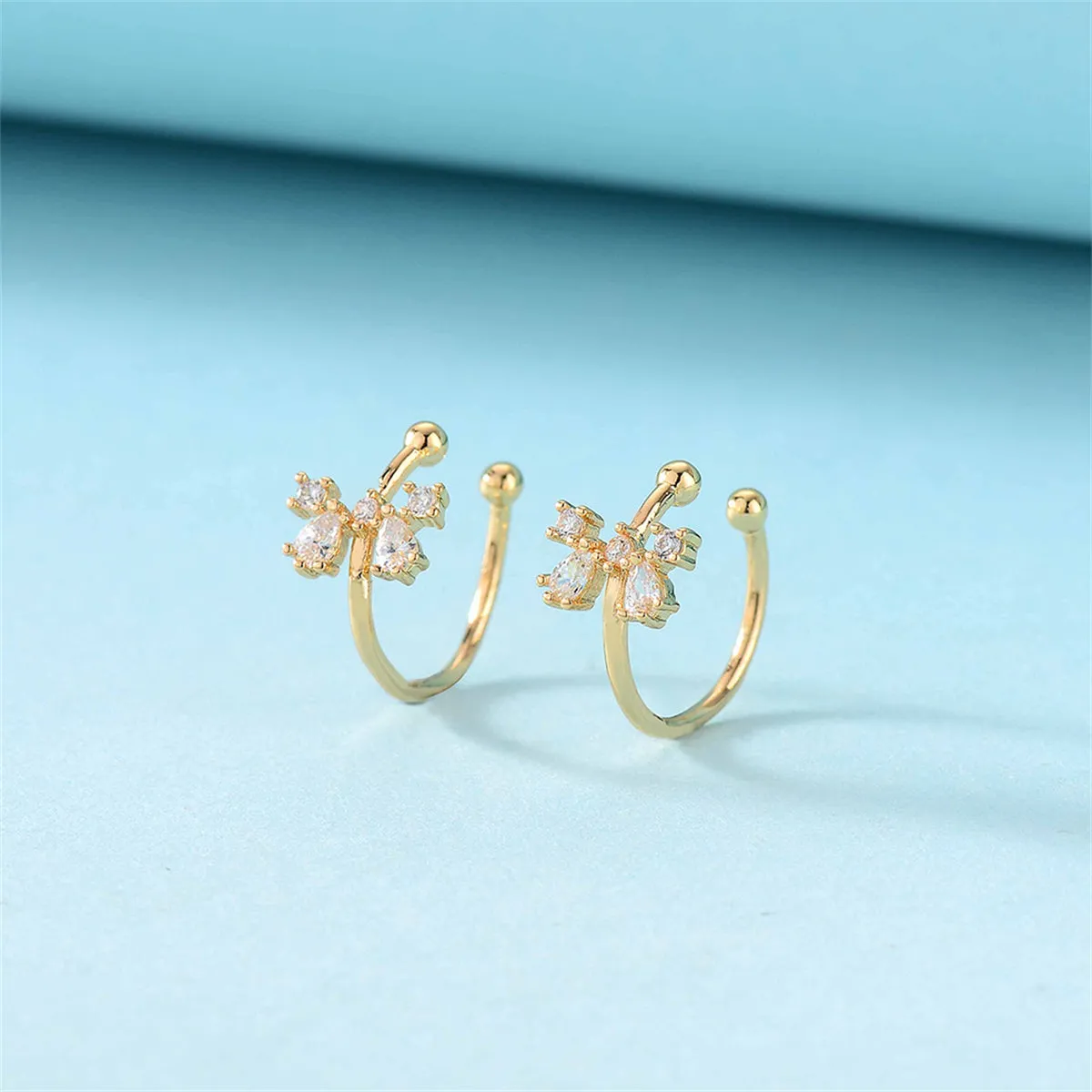 Crystal & Cubic Zirconia Bow Ear Cuffs