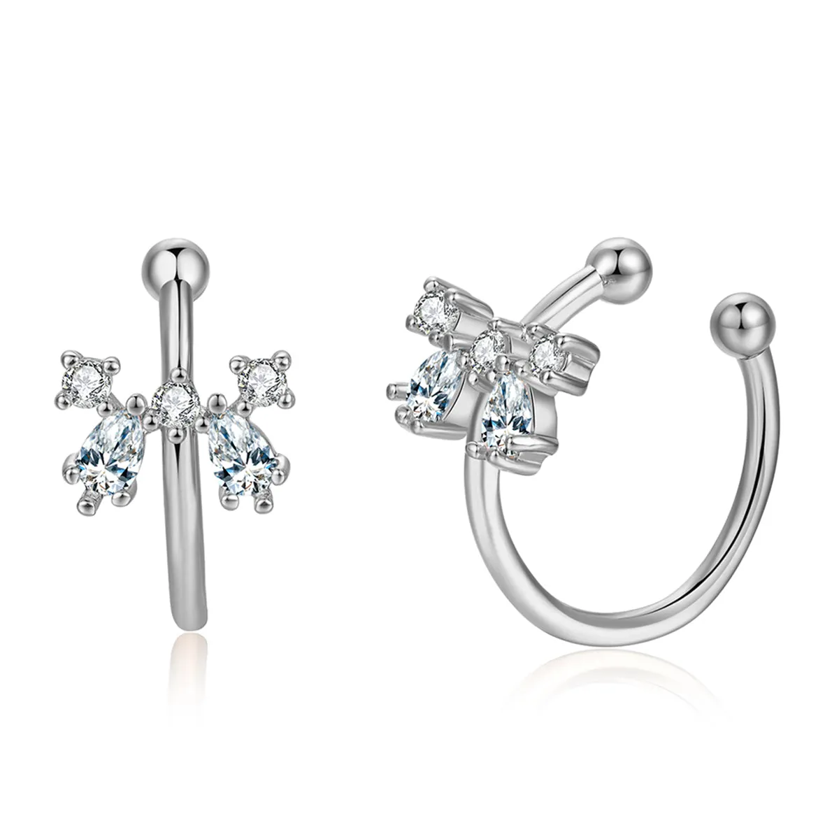 Crystal & Cubic Zirconia Bow Ear Cuffs