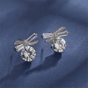 Crystal & Cubic Zirconia Silver-Plated Bow Earrings