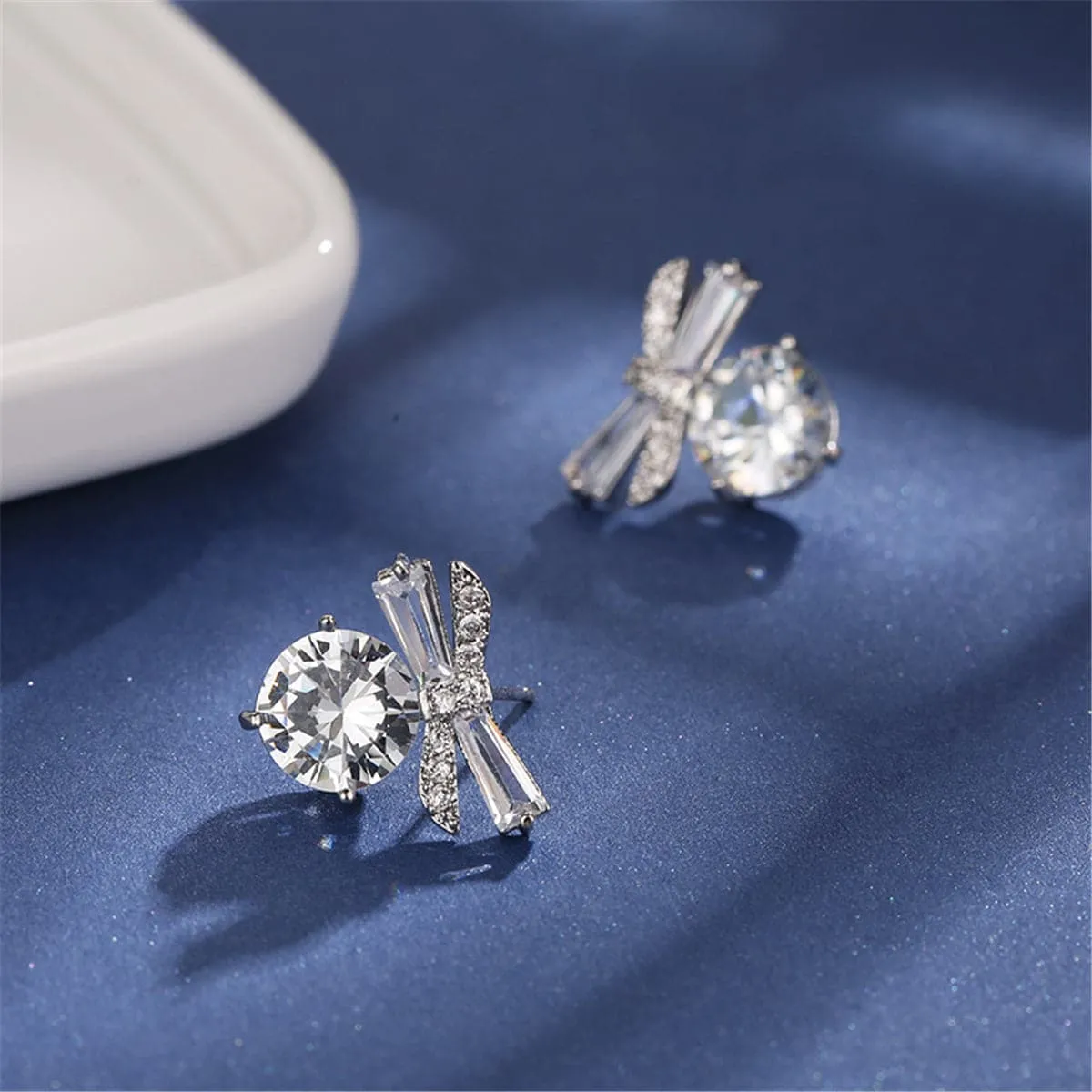Crystal & Cubic Zirconia Silver-Plated Bow Earrings