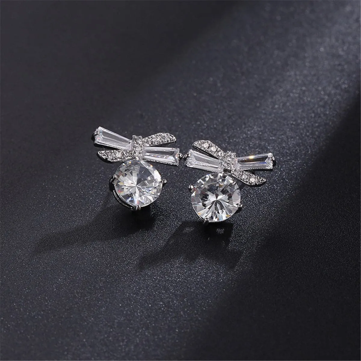 Crystal & Cubic Zirconia Silver-Plated Bow Earrings