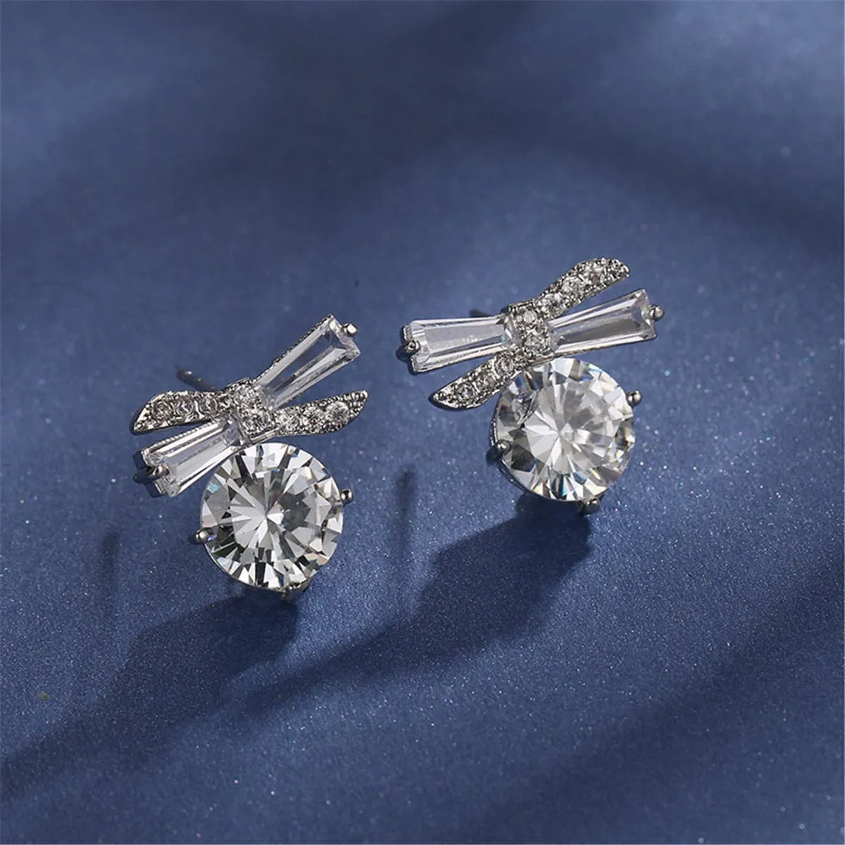 Crystal & Cubic Zirconia Silver-Plated Bow Earrings