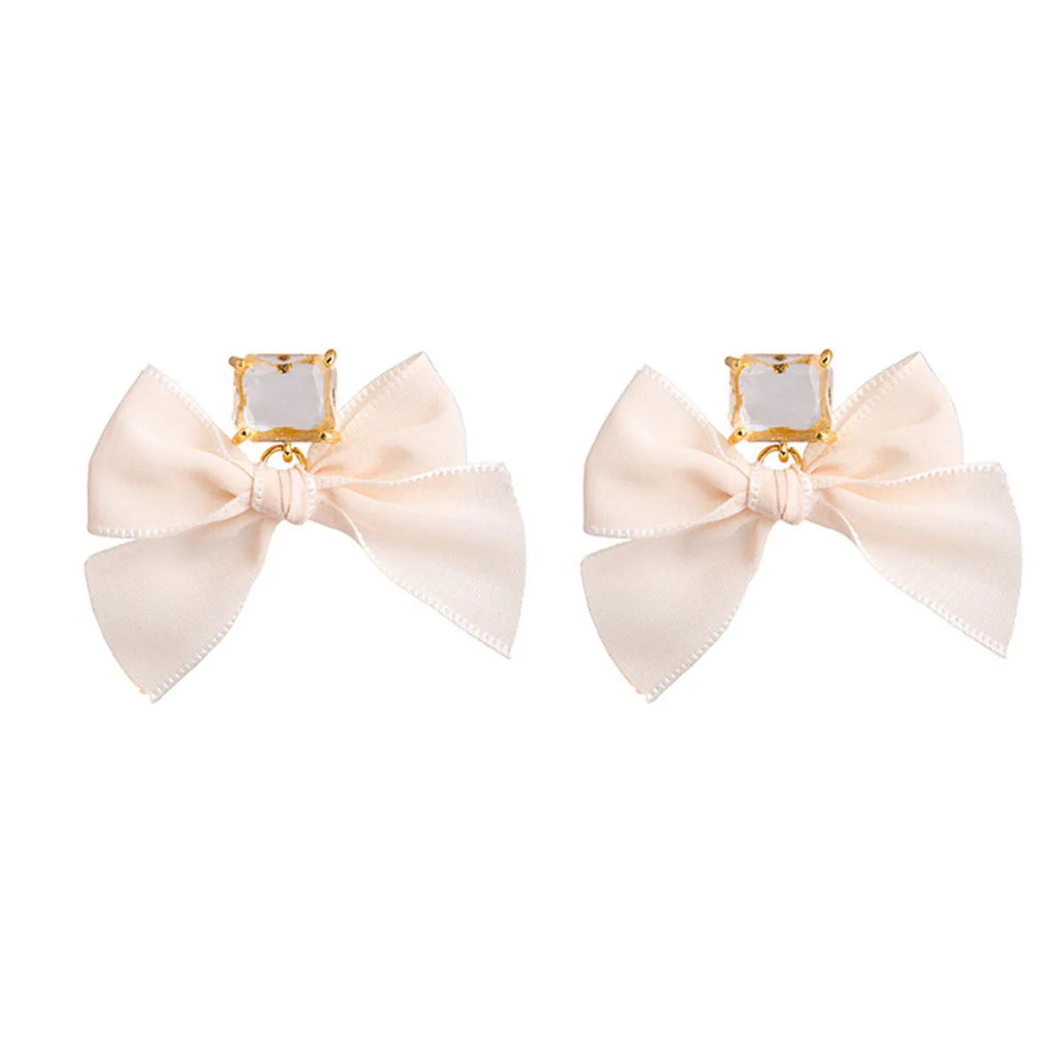 Crystal & Polyster 18K Gold-Plated Bow Drop Earrings
