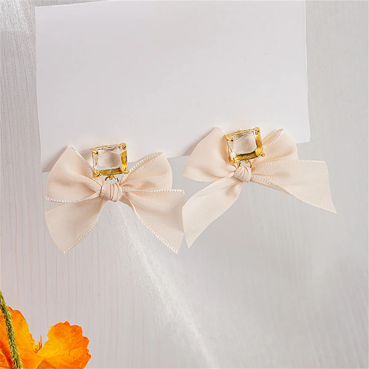 Crystal & Polyster 18K Gold-Plated Bow Drop Earrings