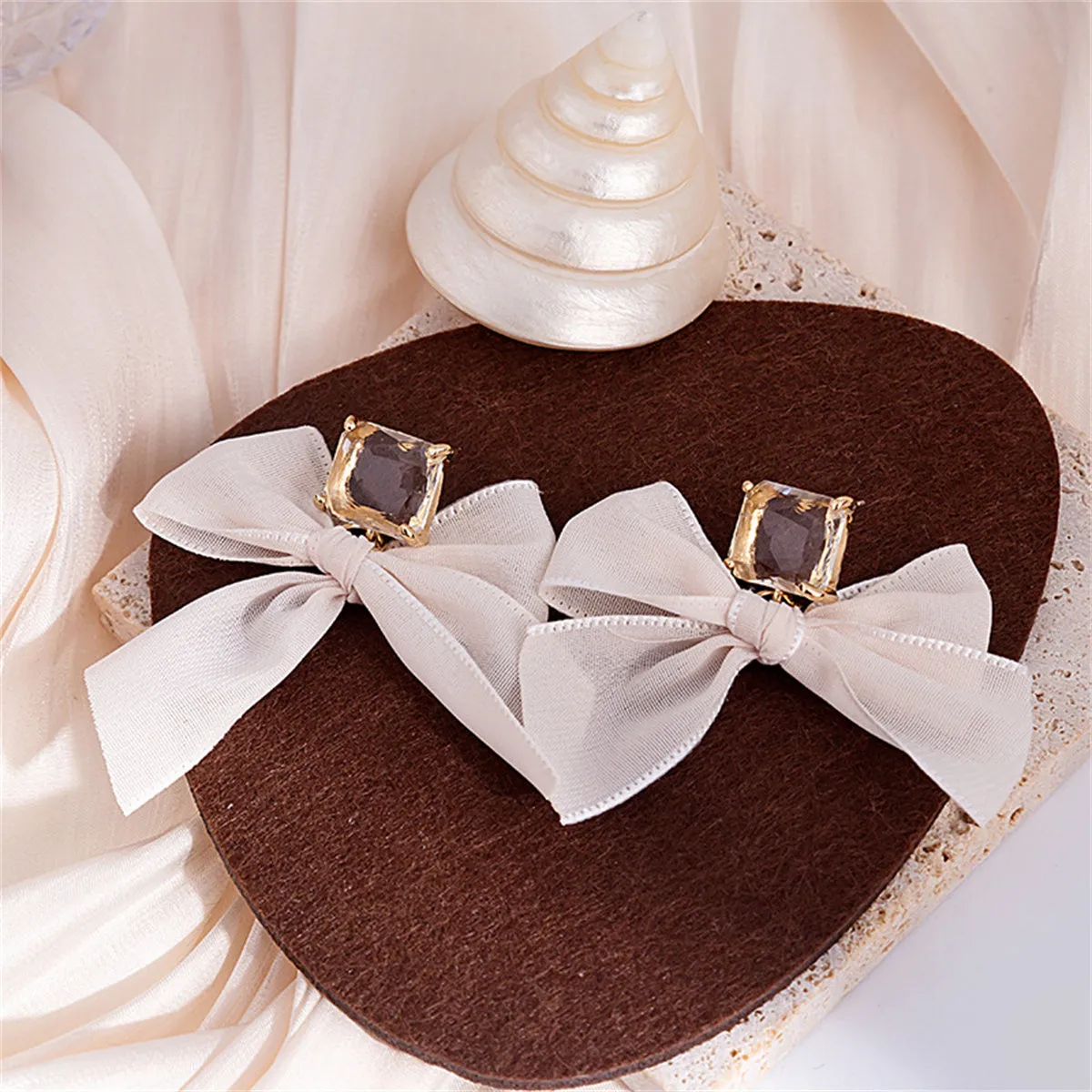 Crystal & Polyster 18K Gold-Plated Bow Drop Earrings