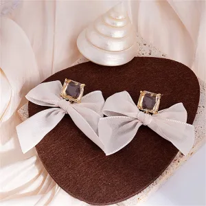 Crystal & Polyster 18K Gold-Plated Bow Drop Earrings