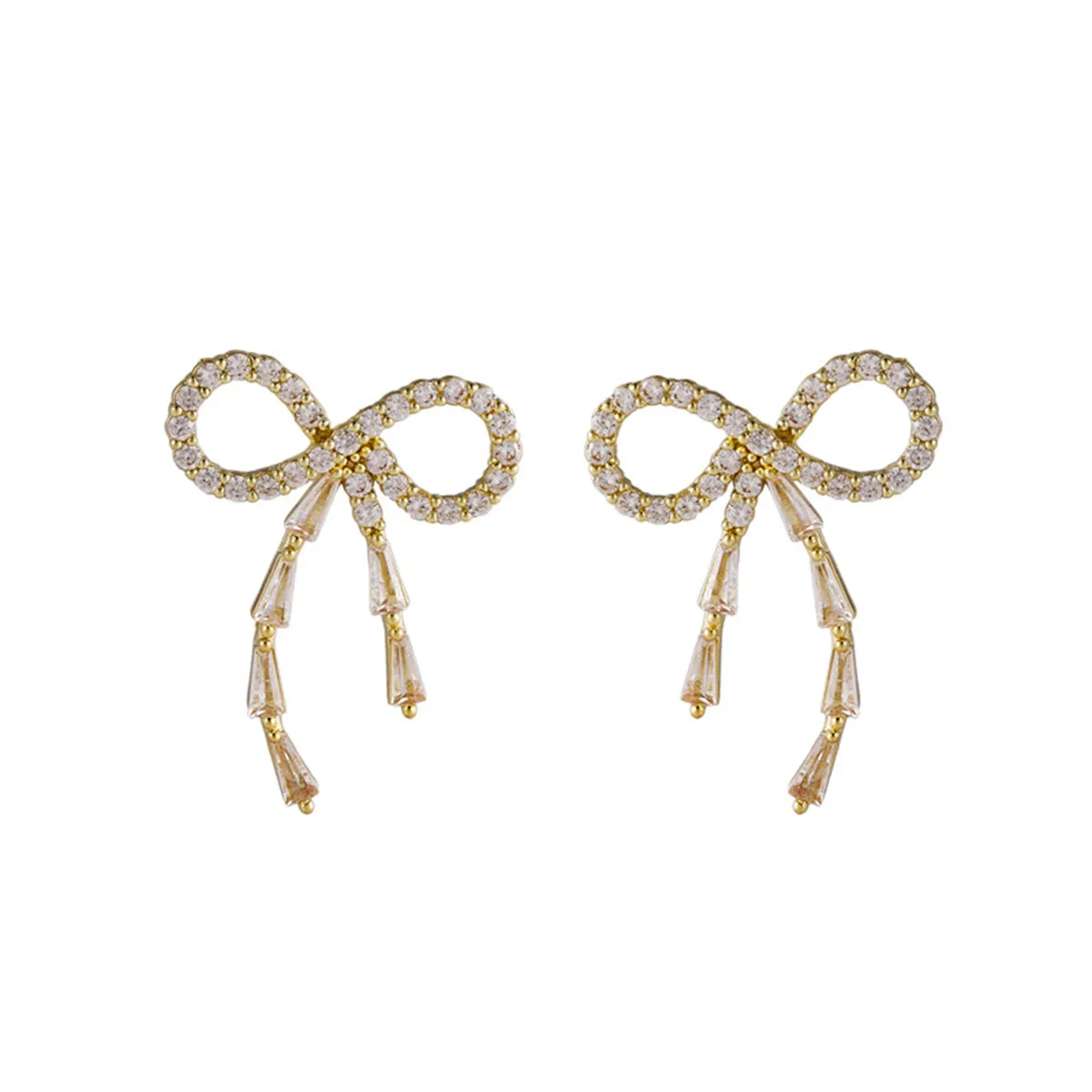 Cubic Zirconia & 18K Gold-Plated Bow Drop Earrings