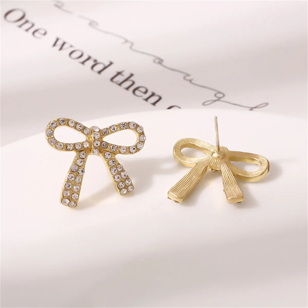 Cubic Zirconia & 18K Gold-Plated Bow Stud Earring
