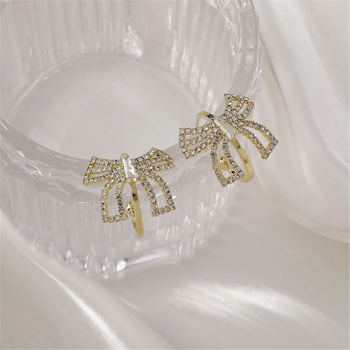 Cubic Zirconia & 18K Gold-Plated Bow Stud Earrings