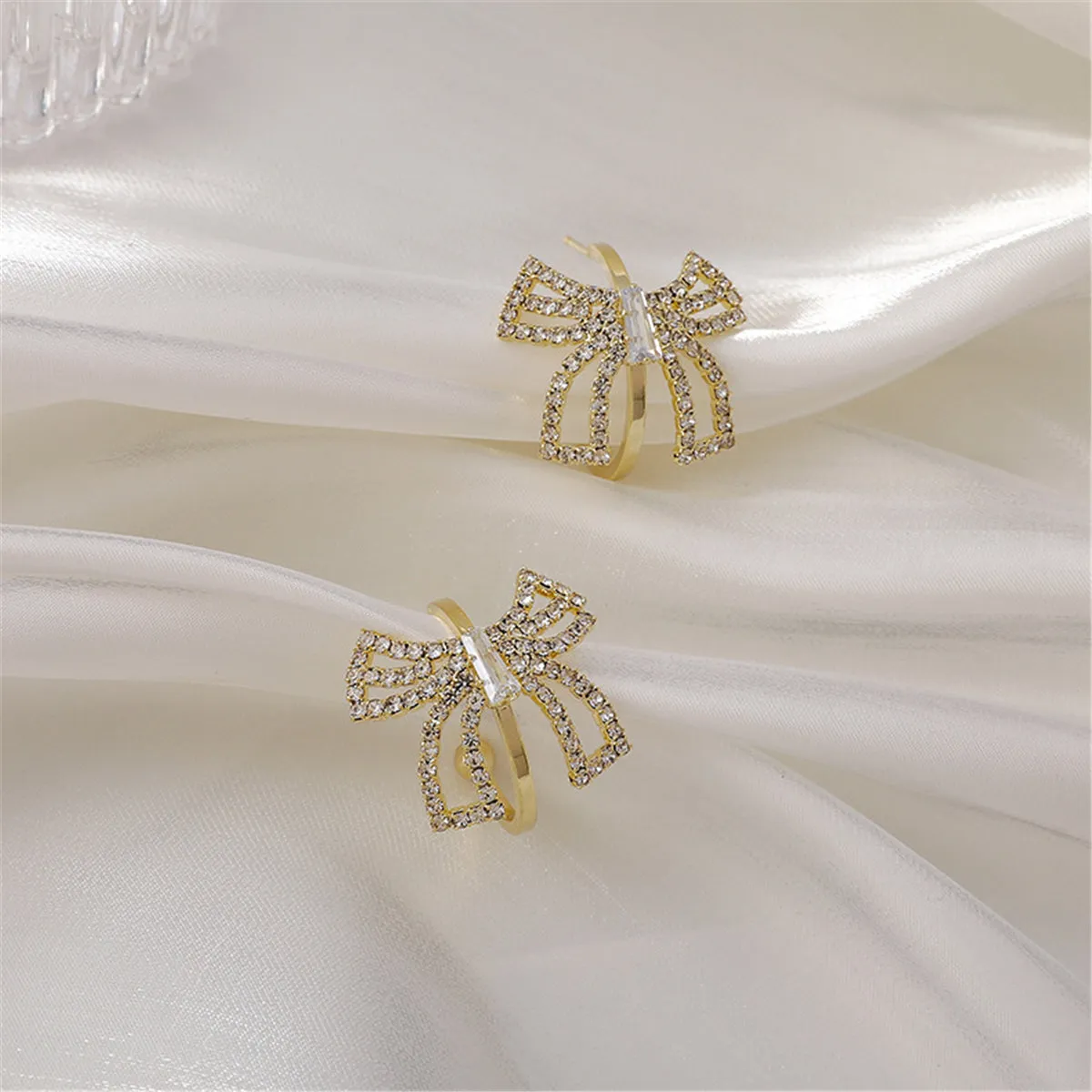 Cubic Zirconia & 18K Gold-Plated Bow Stud Earrings