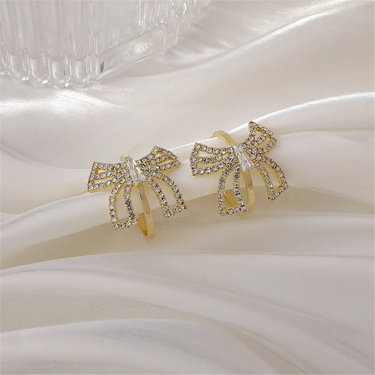 Cubic Zirconia & 18K Gold-Plated Bow Stud Earrings
