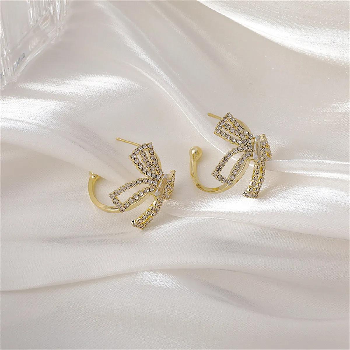 Cubic Zirconia & 18K Gold-Plated Bow Stud Earrings