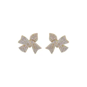 Cubic Zirconia & 18K Gold-Plated Bow Stud Earrings