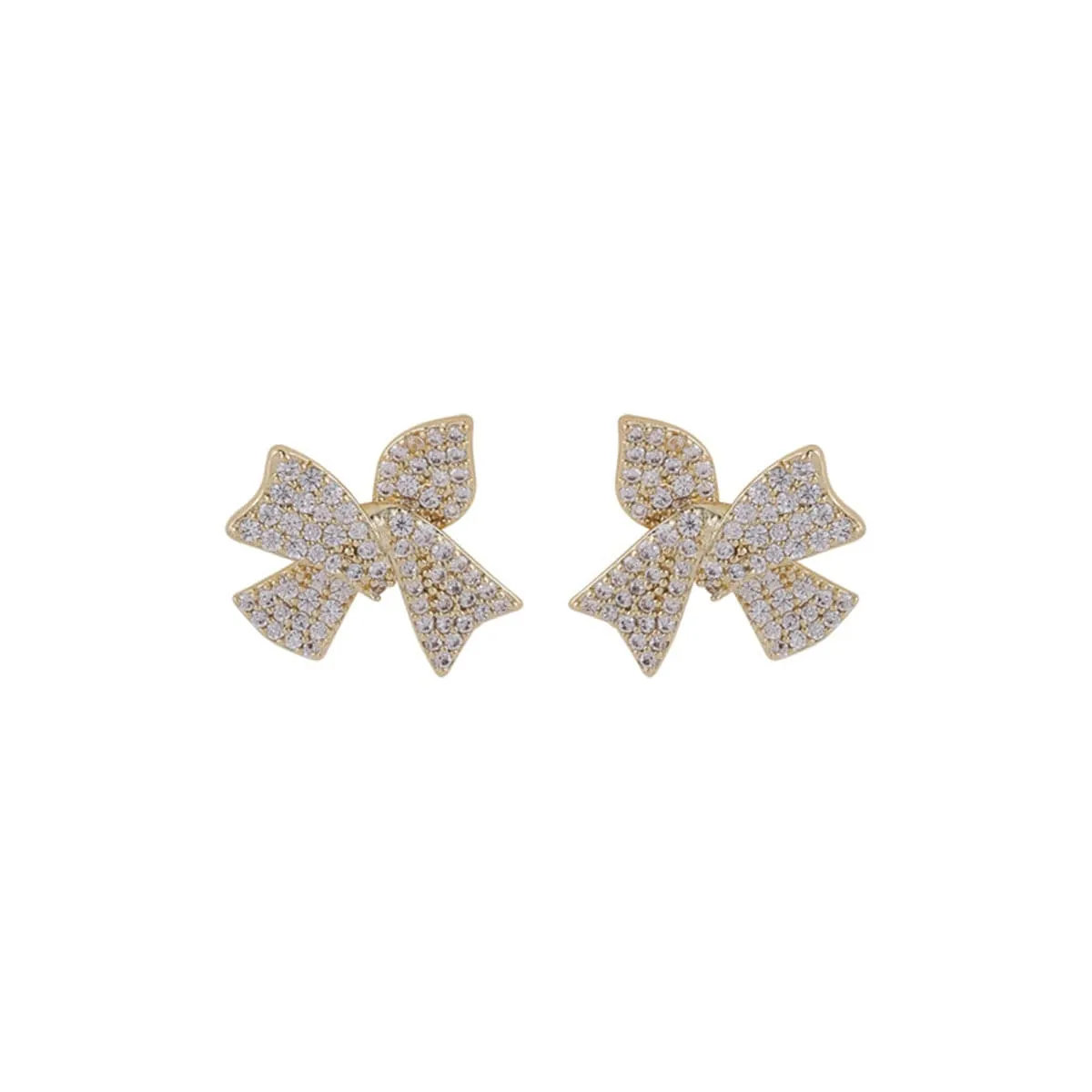 Cubic Zirconia & 18K Gold-Plated Bow Stud Earrings