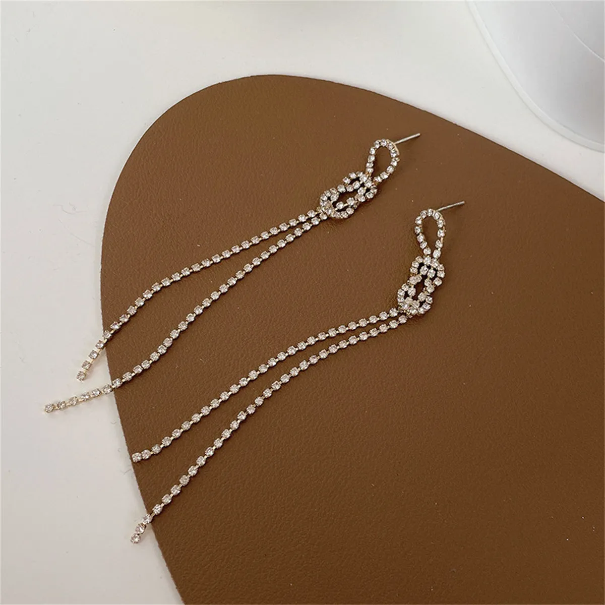 Cubic Zirconia & 18K Gold-Plated Bow Tassel Drop Earrings