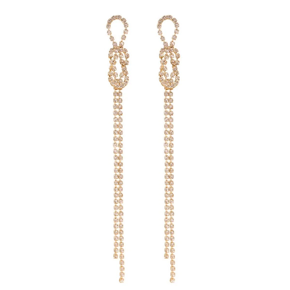 Cubic Zirconia & 18K Gold-Plated Bow Tassel Drop Earrings