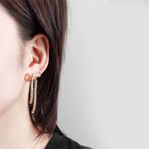 Cubic Zirconia & 18K Gold-Plated Bow Tassel Drop Earrings