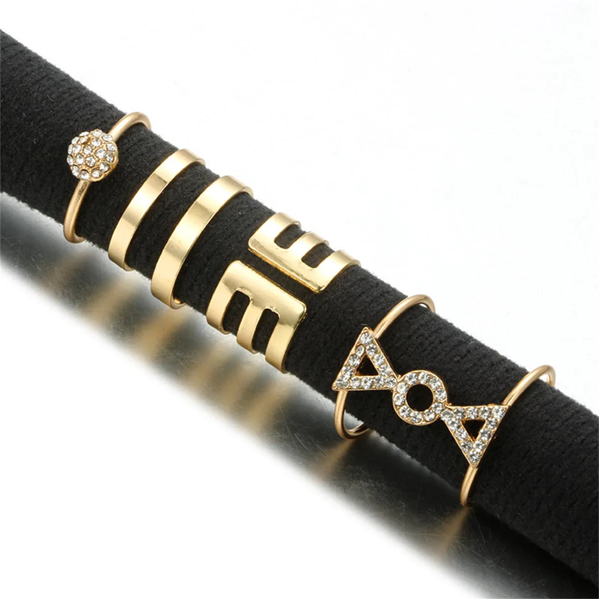 Cubic Zirconia & 18K Gold-Plated Pavé Bow Double-Finger Ring Set