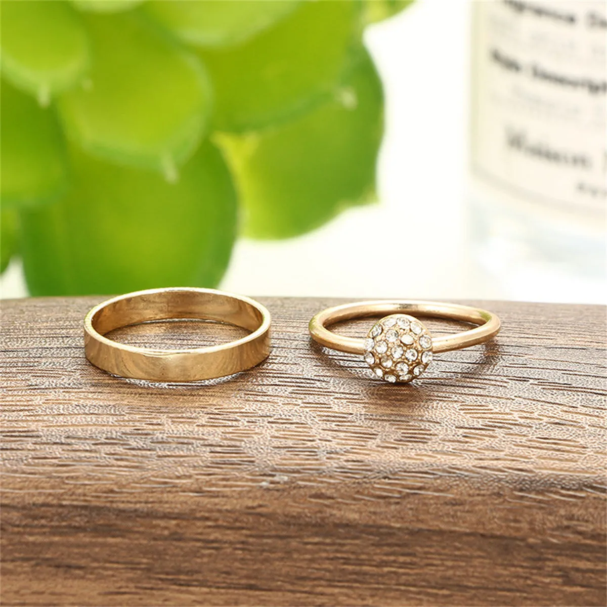 Cubic Zirconia & 18K Gold-Plated Pavé Bow Double-Finger Ring Set