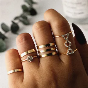 Cubic Zirconia & 18K Gold-Plated Pavé Bow Double-Finger Ring Set