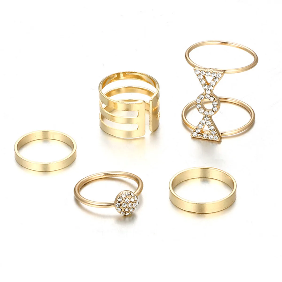 Cubic Zirconia & 18K Gold-Plated Pavé Bow Double-Finger Ring Set