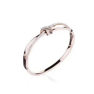 Cubic Zirconia & 18K Rose Gold-Plated Bow Bangle
