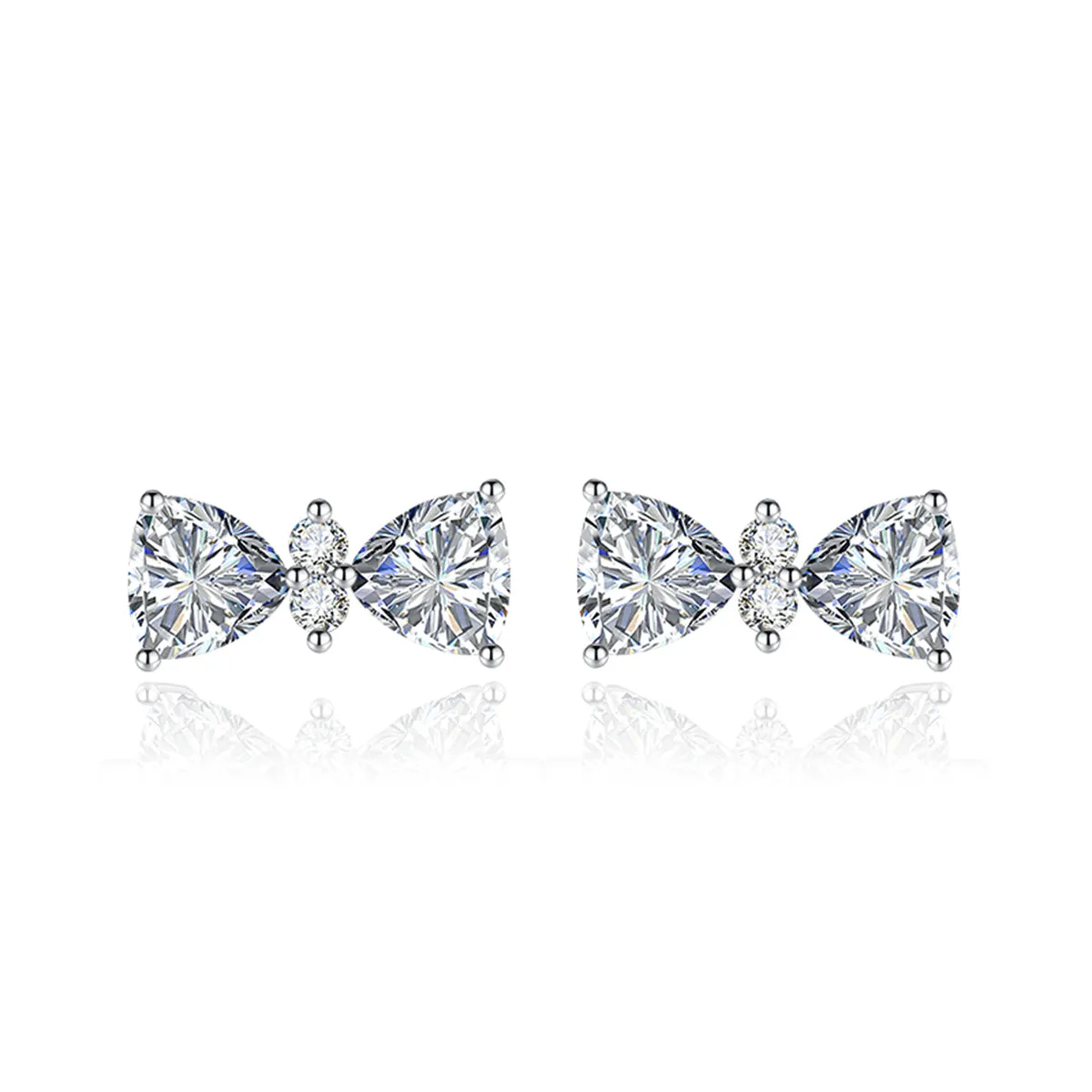 Cubic Zirconia & Colored Crystal Bow Stud Earrings