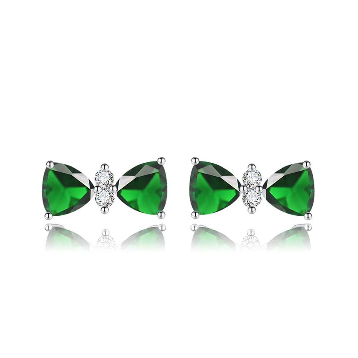 Cubic Zirconia & Colored Crystal Bow Stud Earrings