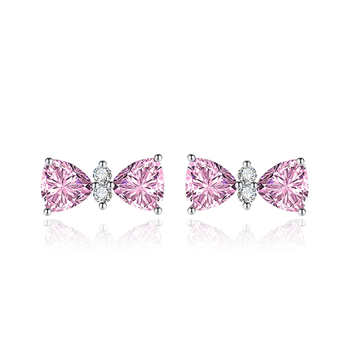 Cubic Zirconia & Colored Crystal Bow Stud Earrings