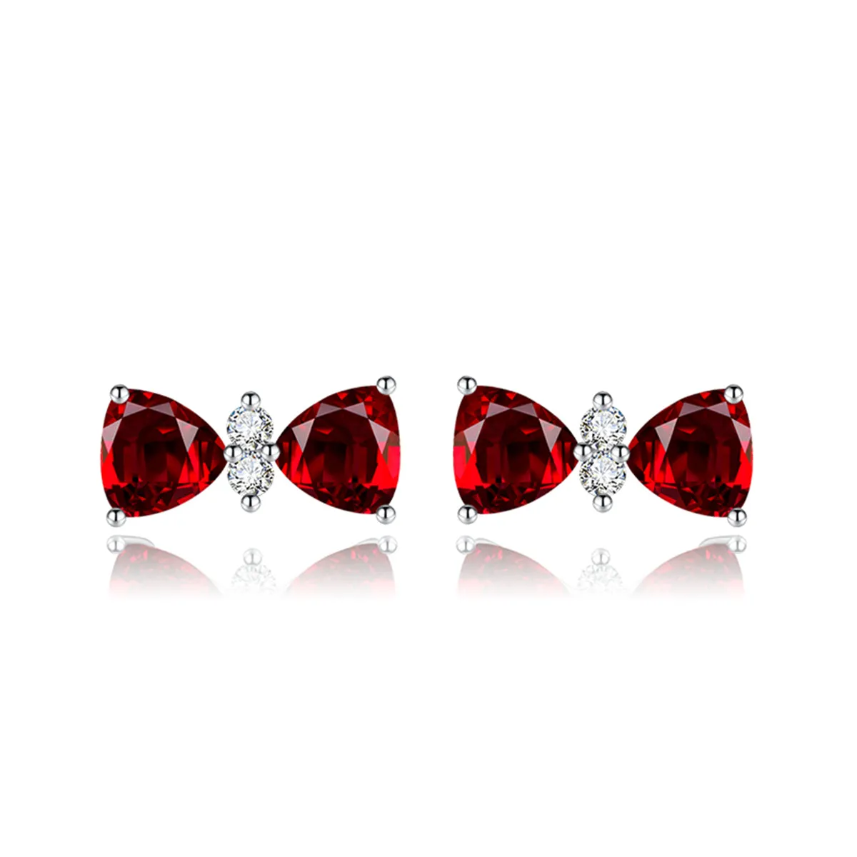 Cubic Zirconia & Colored Crystal Bow Stud Earrings