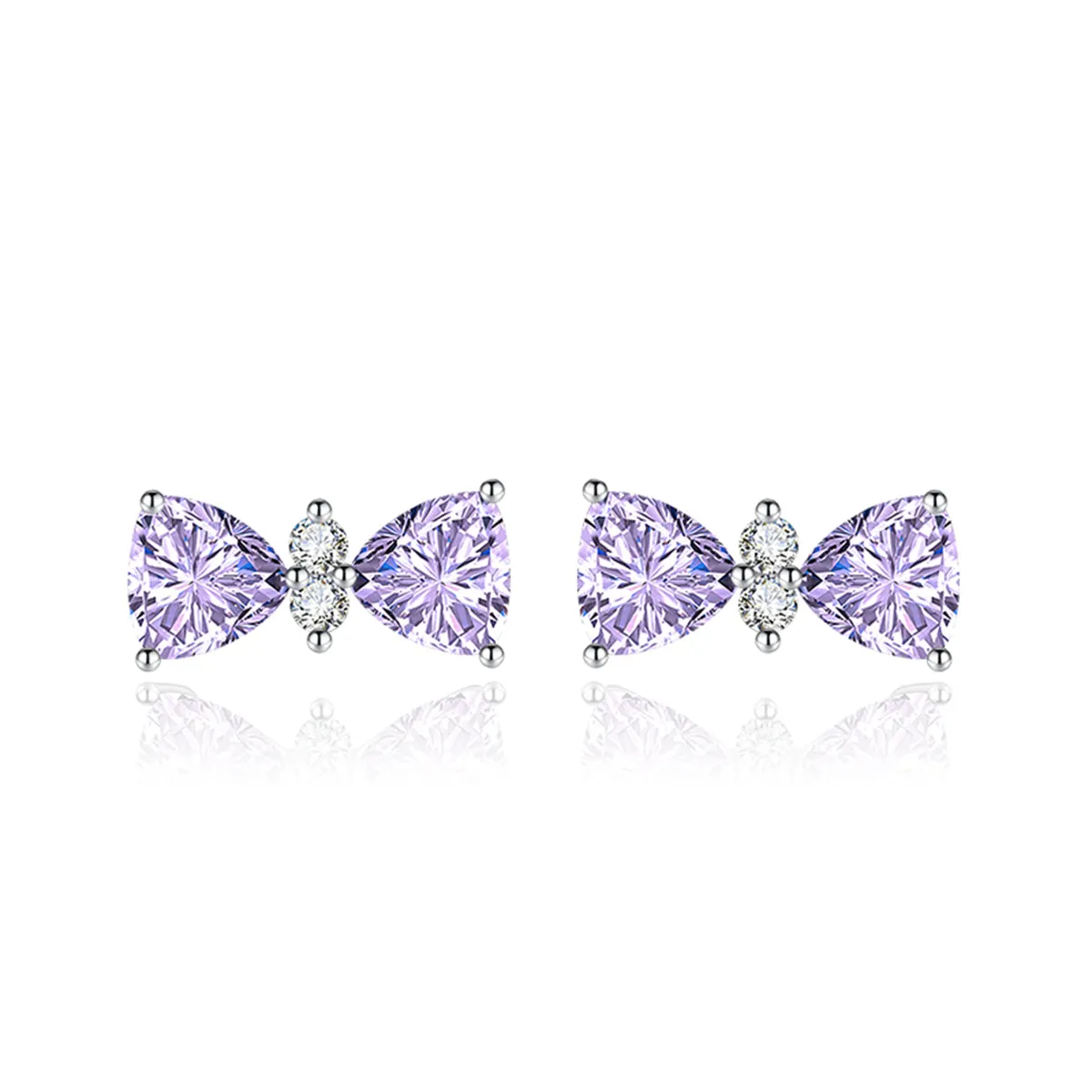 Cubic Zirconia & Colored Crystal Bow Stud Earrings