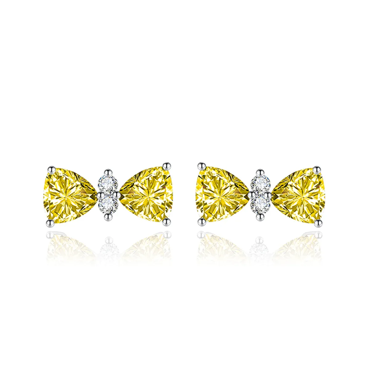 Cubic Zirconia & Colored Crystal Bow Stud Earrings