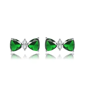 Cubic Zirconia & Colored Crystal Bow Stud Earrings