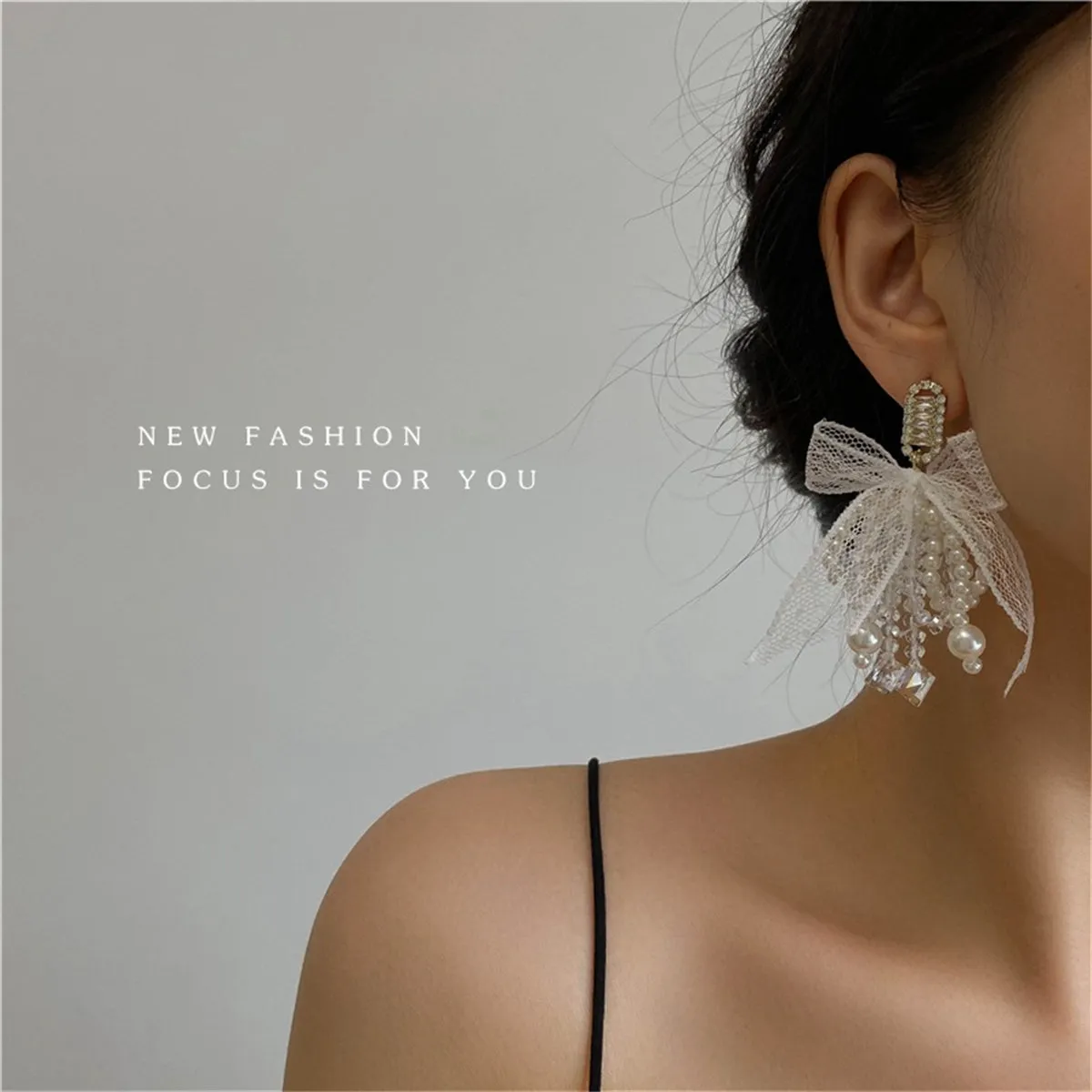 Cubic Zirconia & Crystal Pearl Silver-Plated Bow Drop Earrings