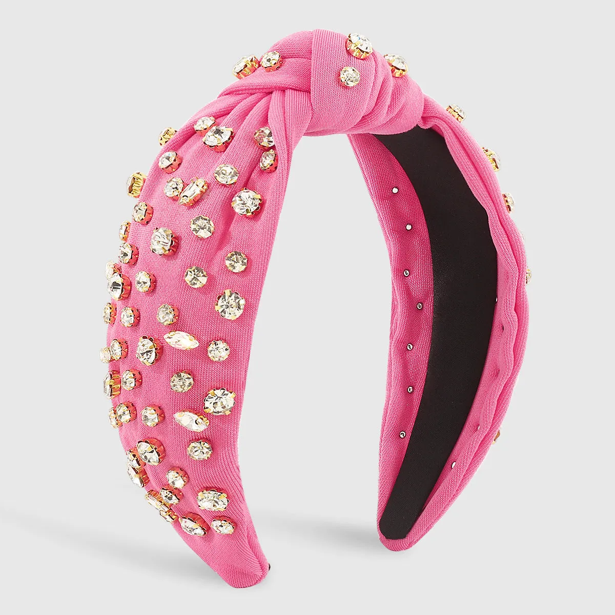 Cubic Zirconia & Dark Pink Bow-Detail Hard Headband