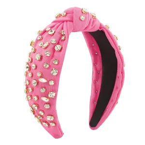 Cubic Zirconia & Dark Pink Bow-Detail Hard Headband