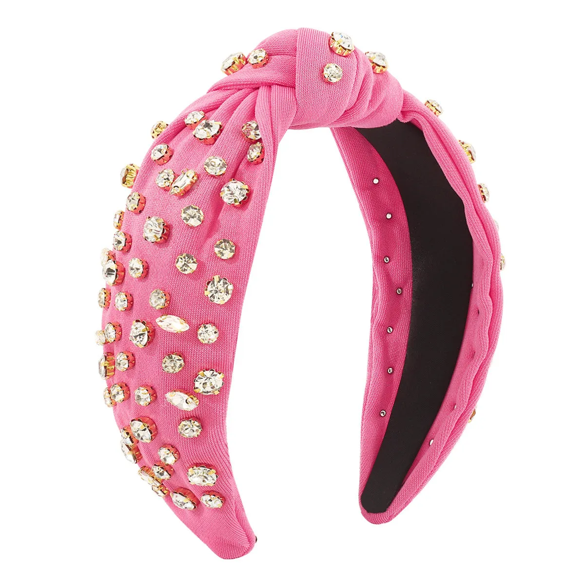 Cubic Zirconia & Dark Pink Bow-Detail Hard Headband