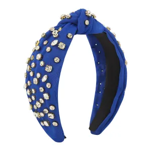 Cubic Zirconia & Navy Bow-Detail Hard Headband