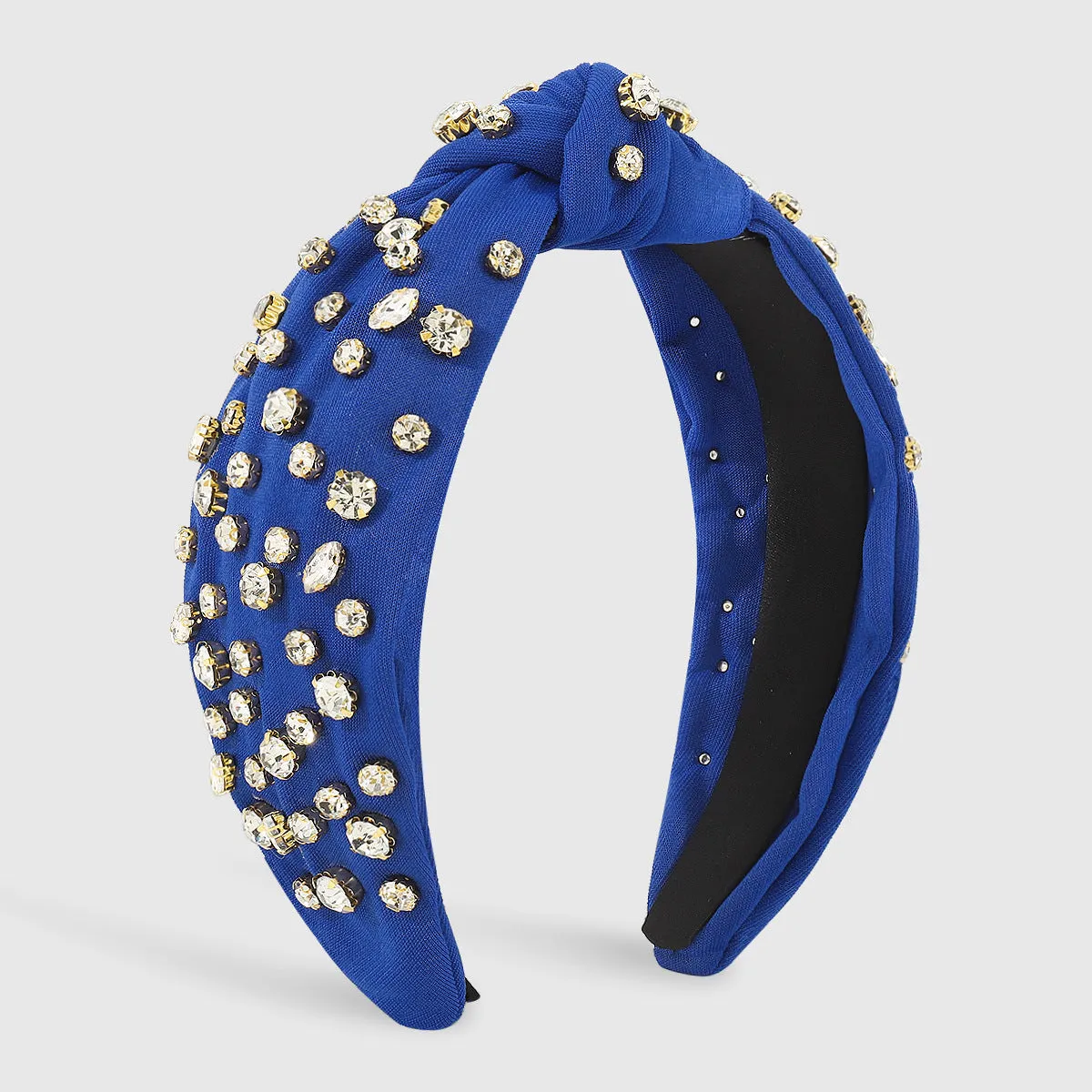 Cubic Zirconia & Navy Bow-Detail Hard Headband