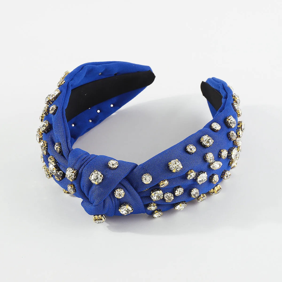Cubic Zirconia & Navy Bow-Detail Hard Headband