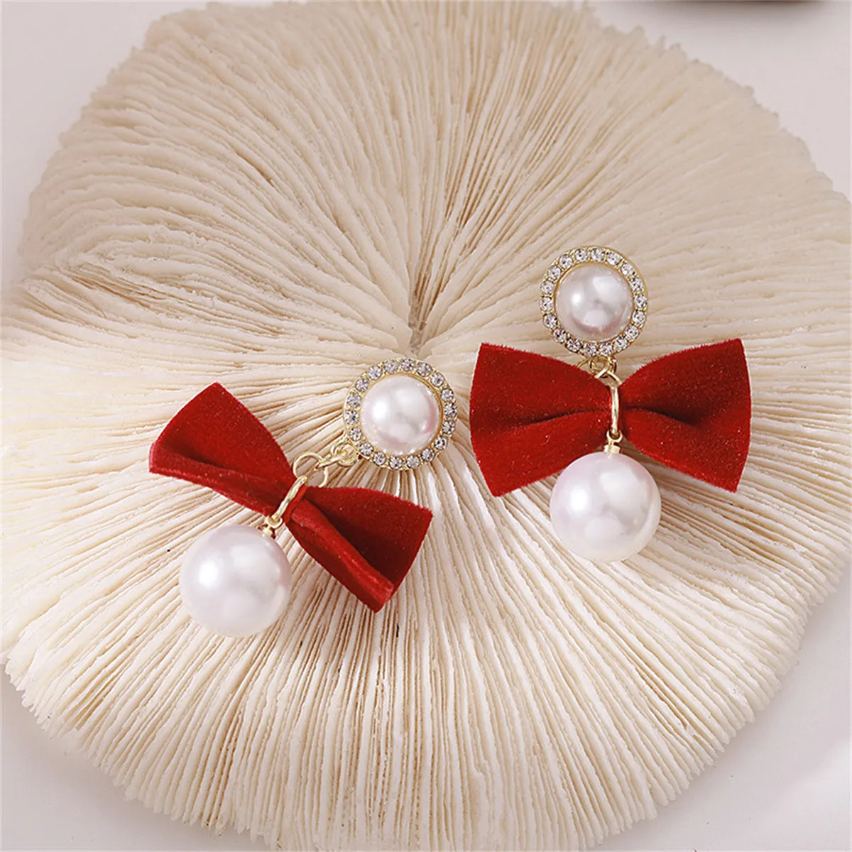 Cubic Zirconia & Pearl Nylon 18K Gold-Plated Bow Drop Earrings